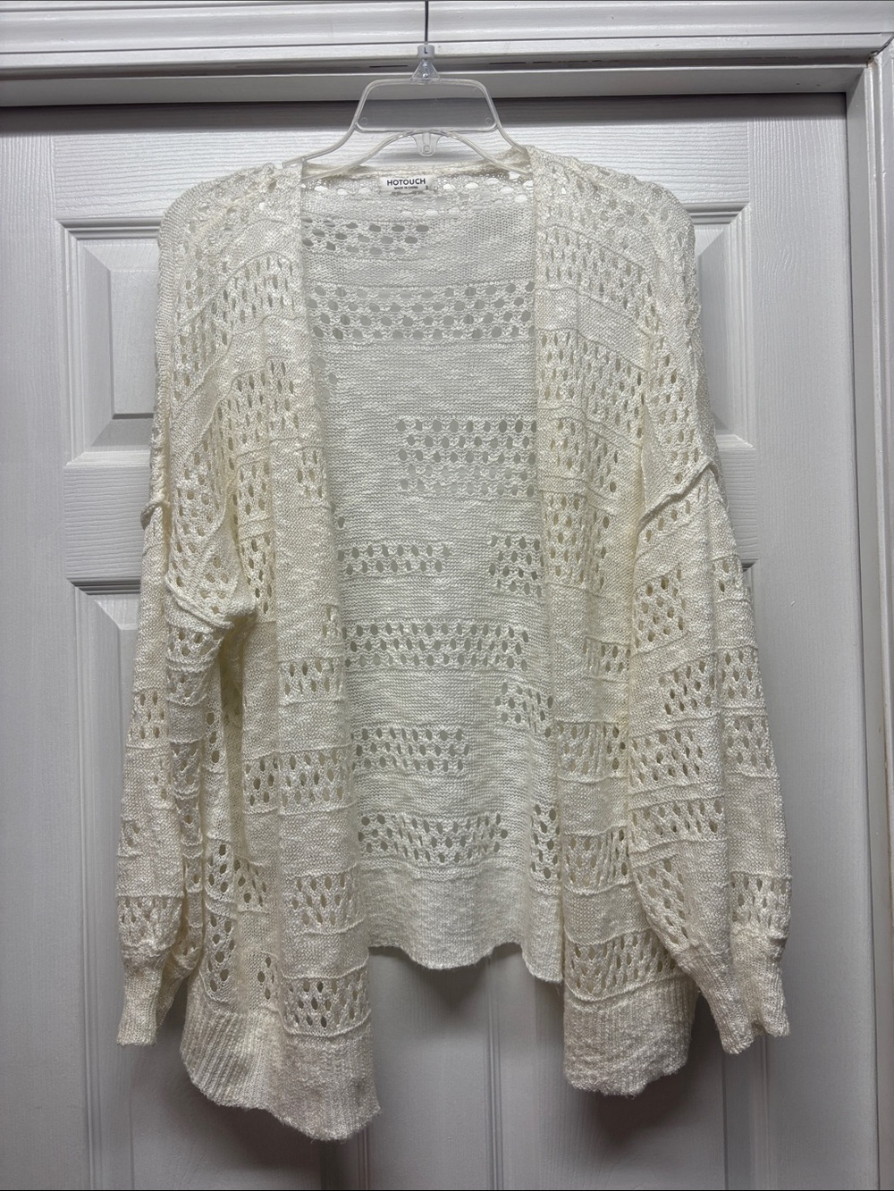 Hotouch Open-Knit Lightweight Cream Cardigan Cottagecore Small